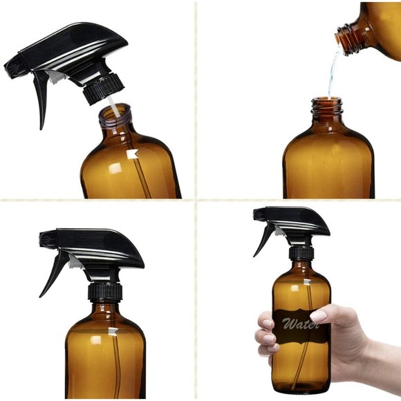 4PK Spray Bottles 16oz Amber Glass Squirt Bottles For All Cleaning Solutions - Picture 2 of 5